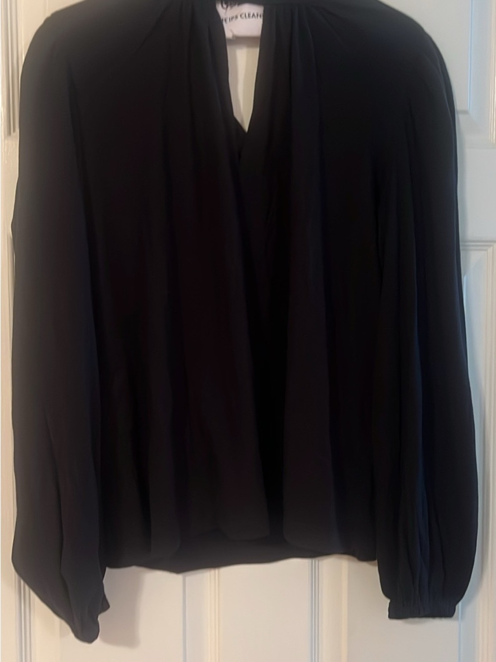 LOFT Black Long Sleeve V-Neck Blouse